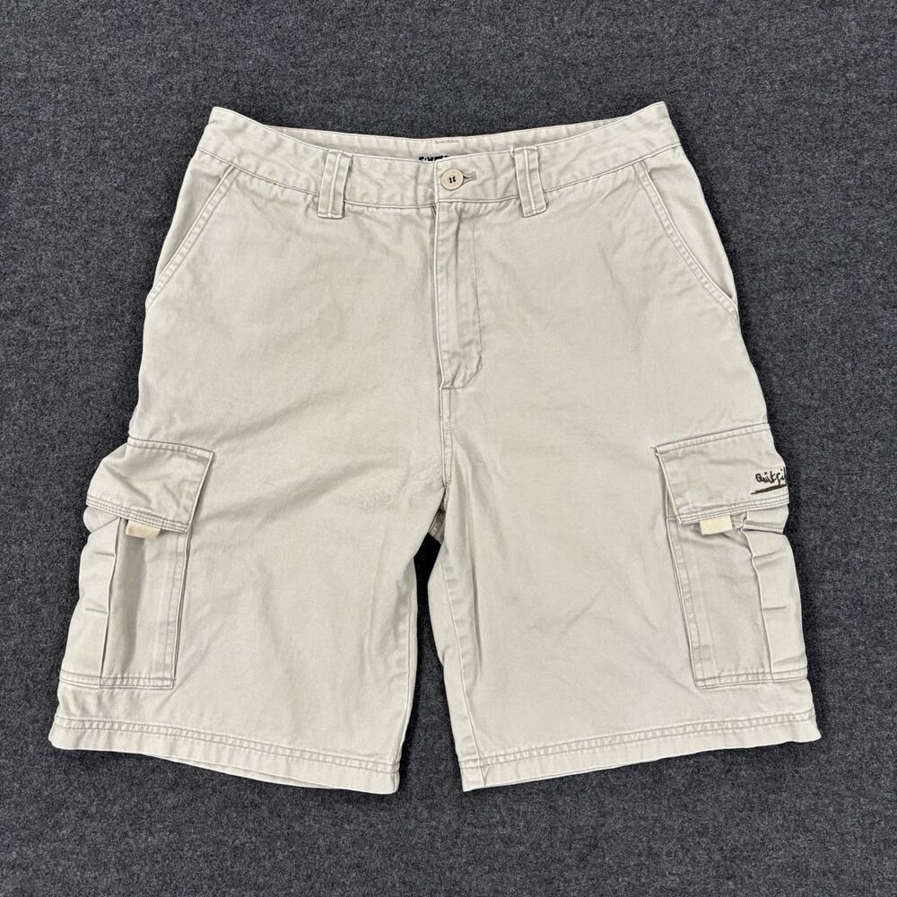 Vintage Y2K Quiksilver Mens Size 32 Baggy Cargo Shorts Beige